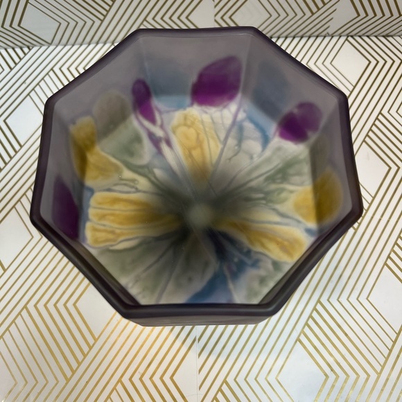 Vintage Rueven Art Nouveau Glass Hand Painted Compote Pedestal - Picture 5 of 11